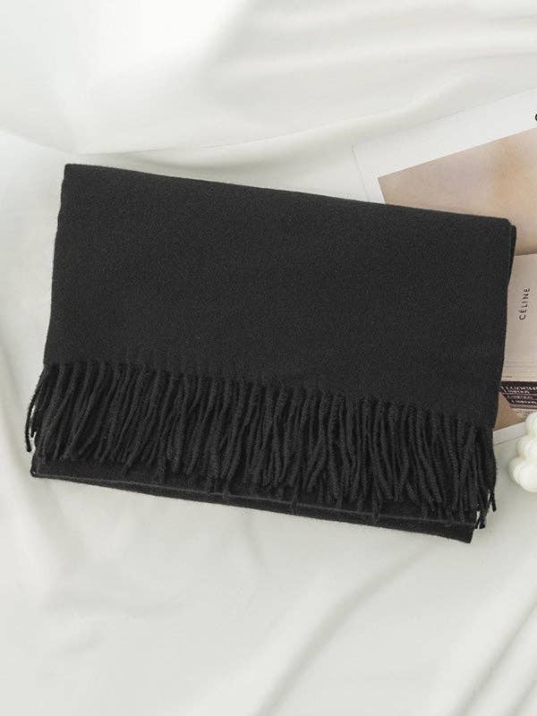 Keep Warm Solid Color Tasseled Shawl&Scarf: DEEP GREEN / One_size