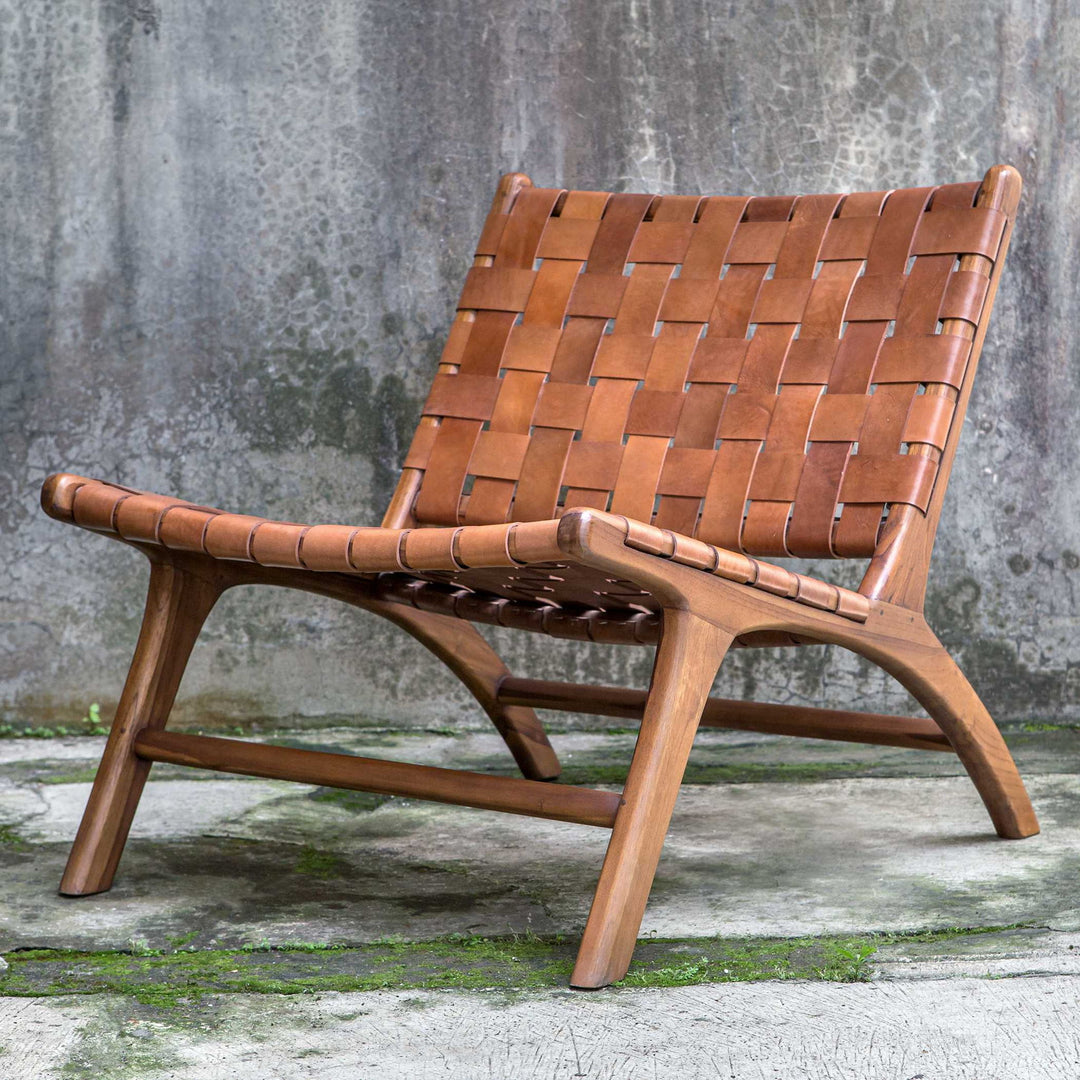 Plait - Woven Leather Accent Chair - Light Brown