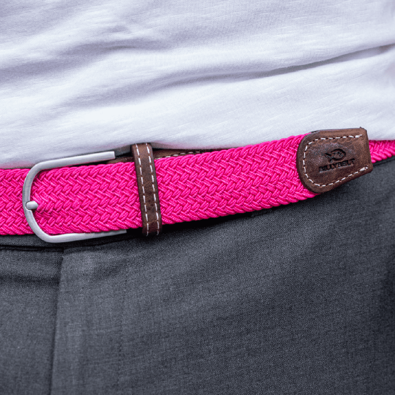Fuchsia pink elastic braided belt: Size 1