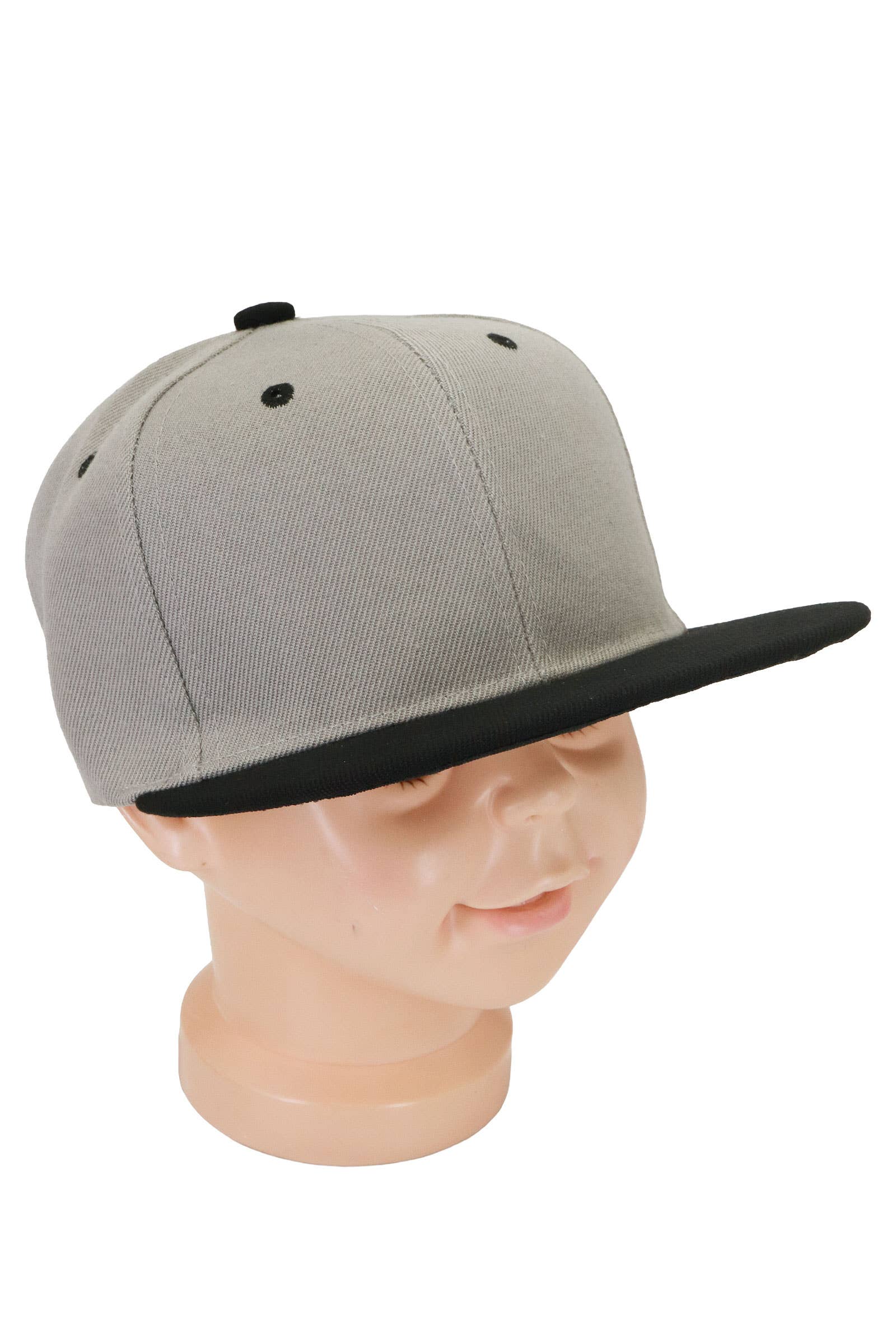 Kids Two Tone Blank Snapback Flat Brim Cap