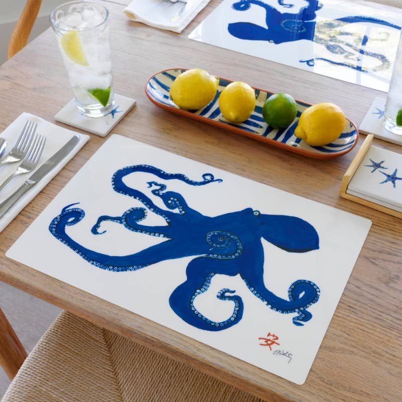 Octopus Handmade Placemat | Coastal Table Decor: Set of 12