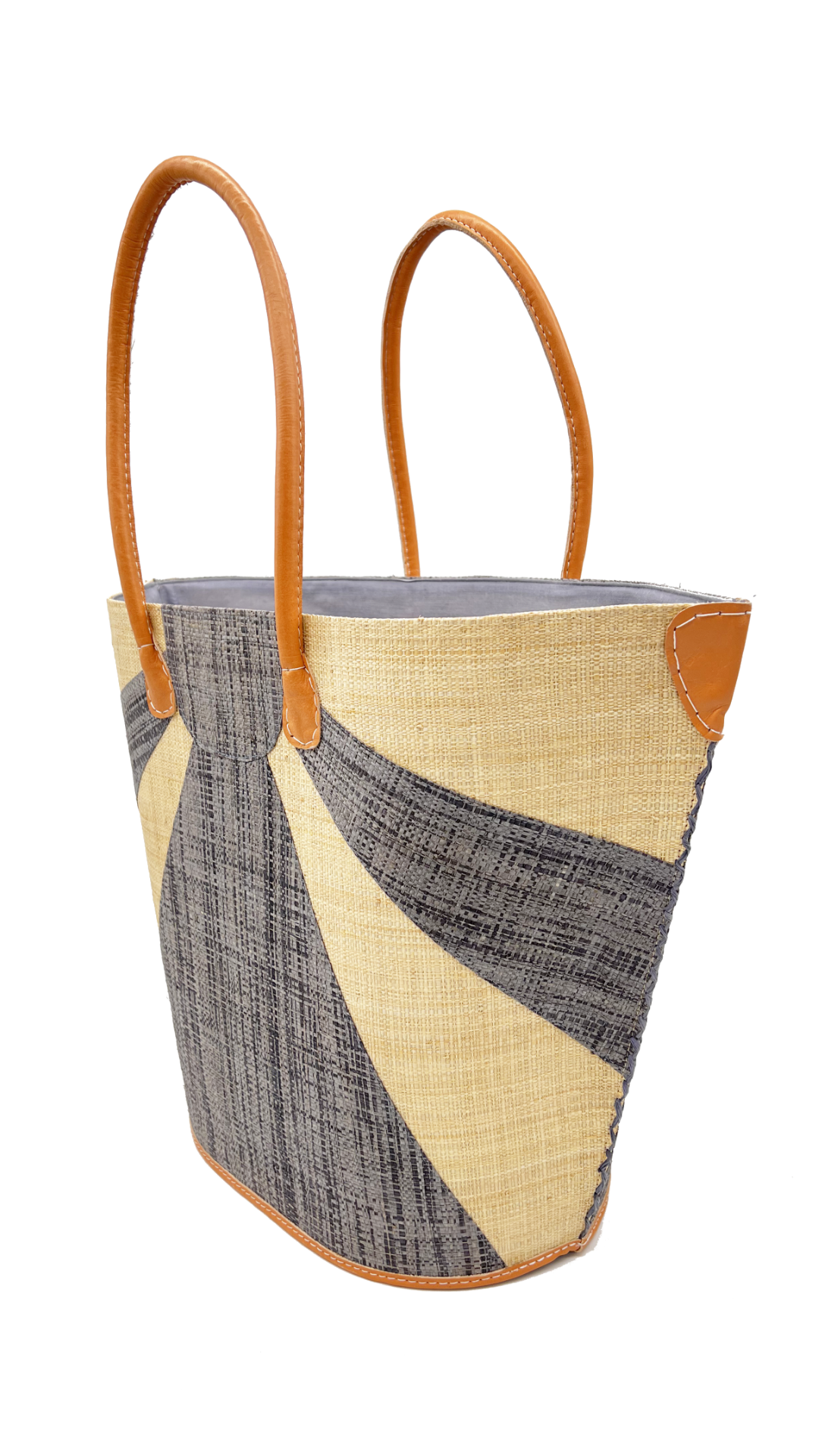 Sunburst Large Straw Tote Bag: Seafoam