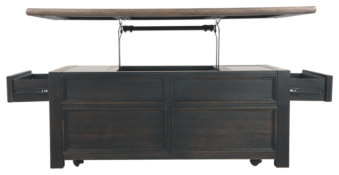 Tyler Creek - Grayish Brown / Black - Lift Top Cocktail Table