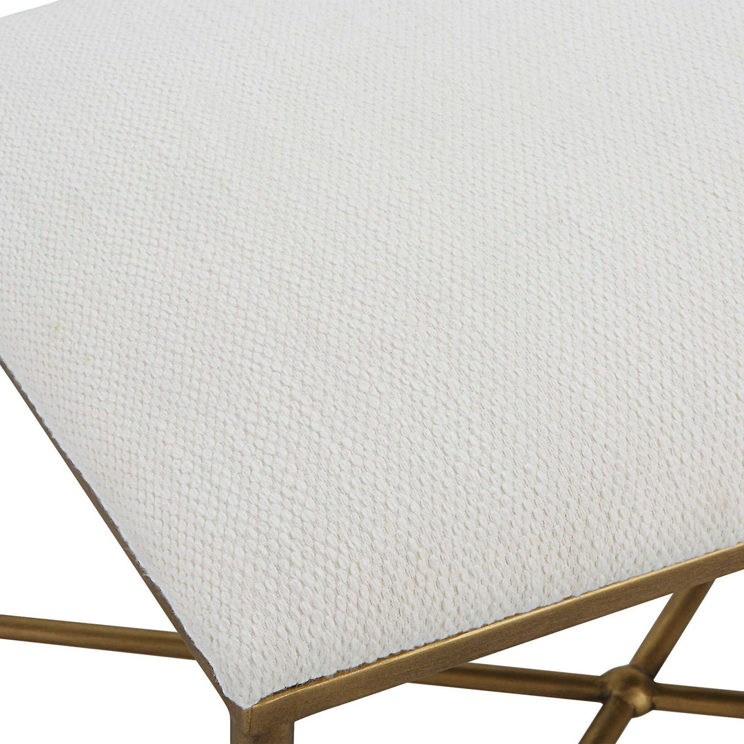 Avenham - Small Framed Bench - Gold & White