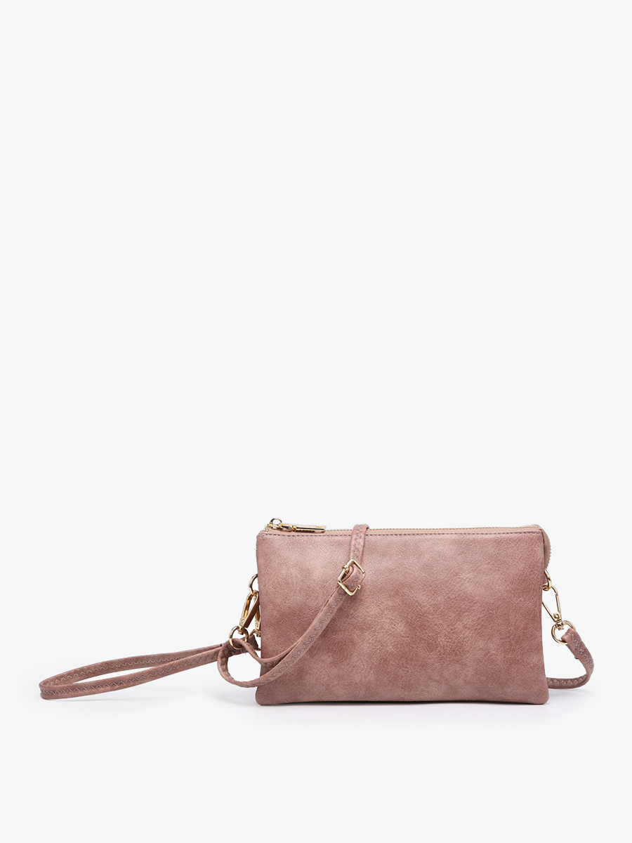 M013 Riley Monogrammable 3 Compartment Crossbody/Wristlet: Blush