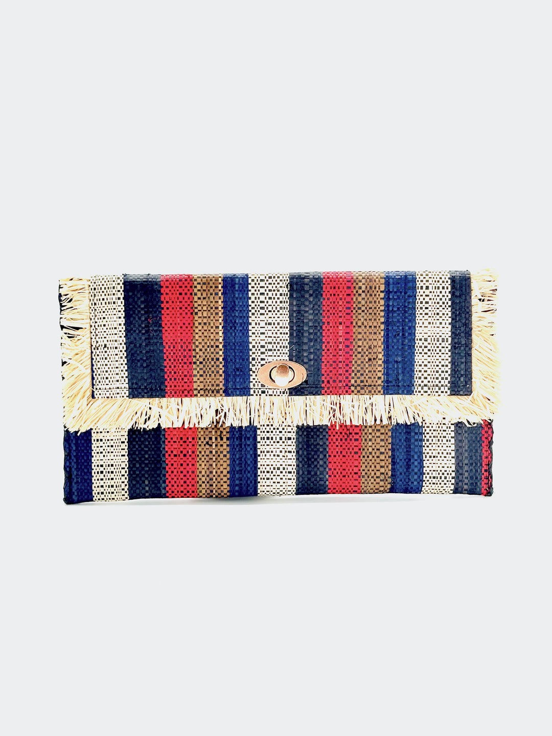 Sophie Straw Envelope Clutch Purse with Raw Fringe Trim Edge: Carmalita