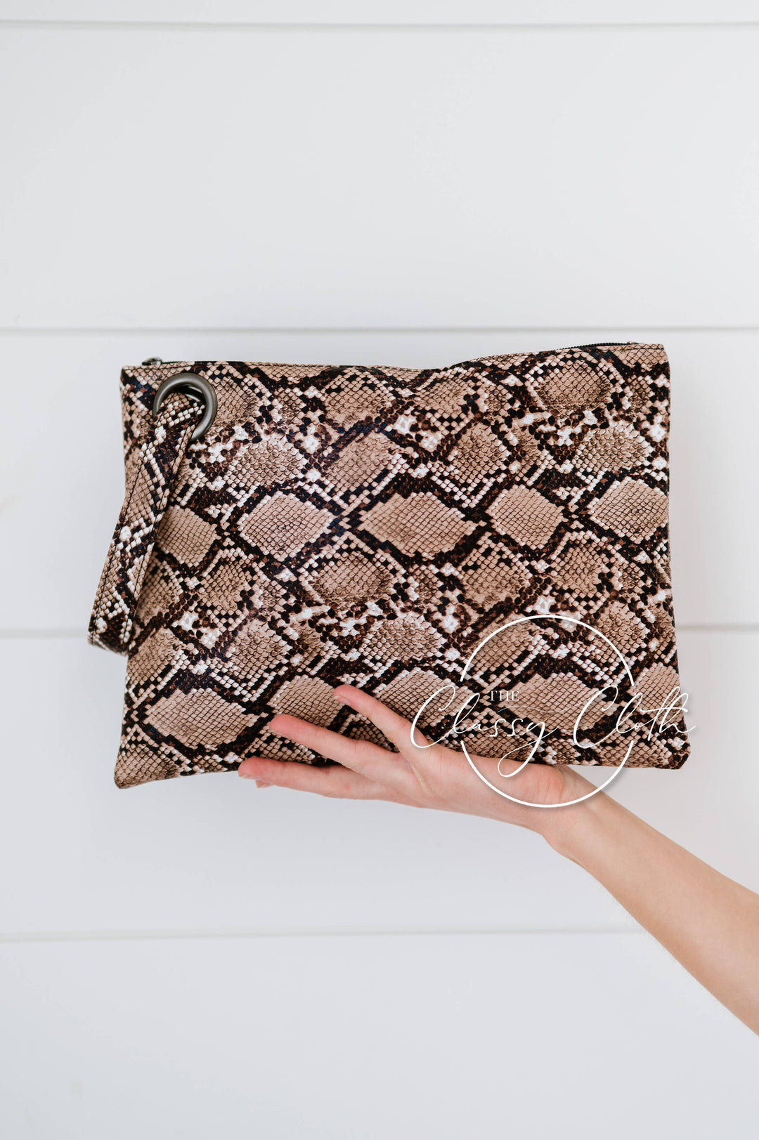 Trendy Clutch - Brown Snakeskin RTS