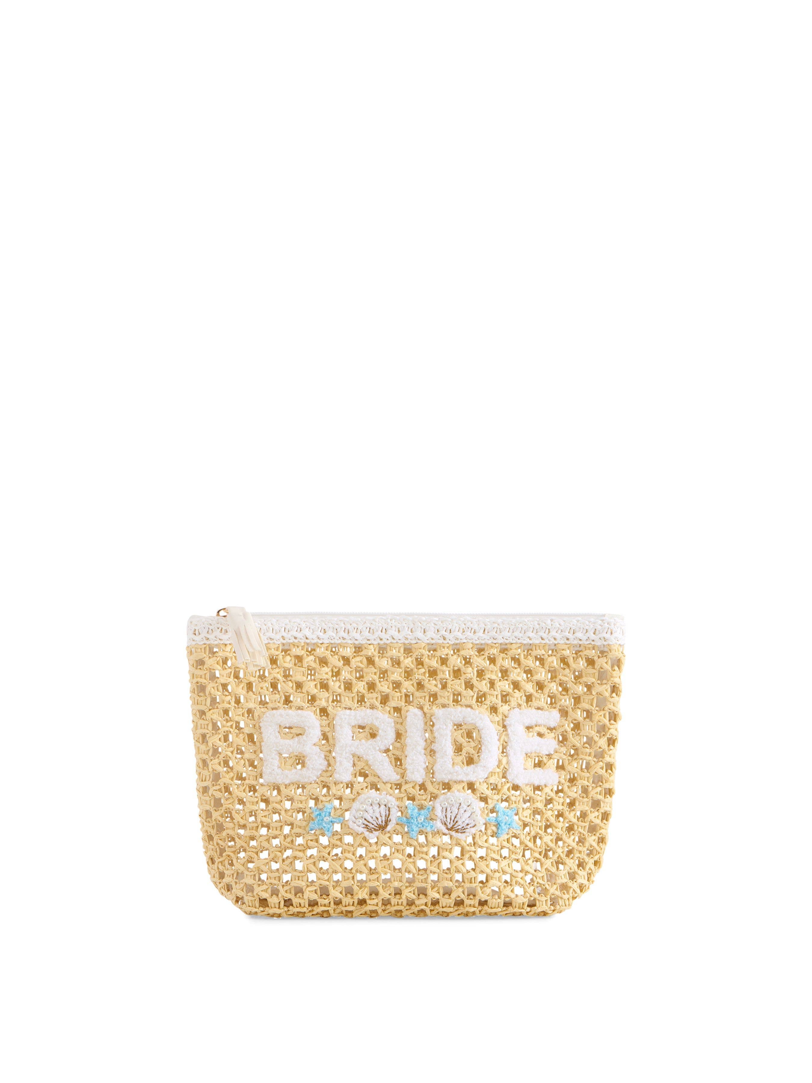 "BRIDE" SHELL ZIP POUCH,NATURAL