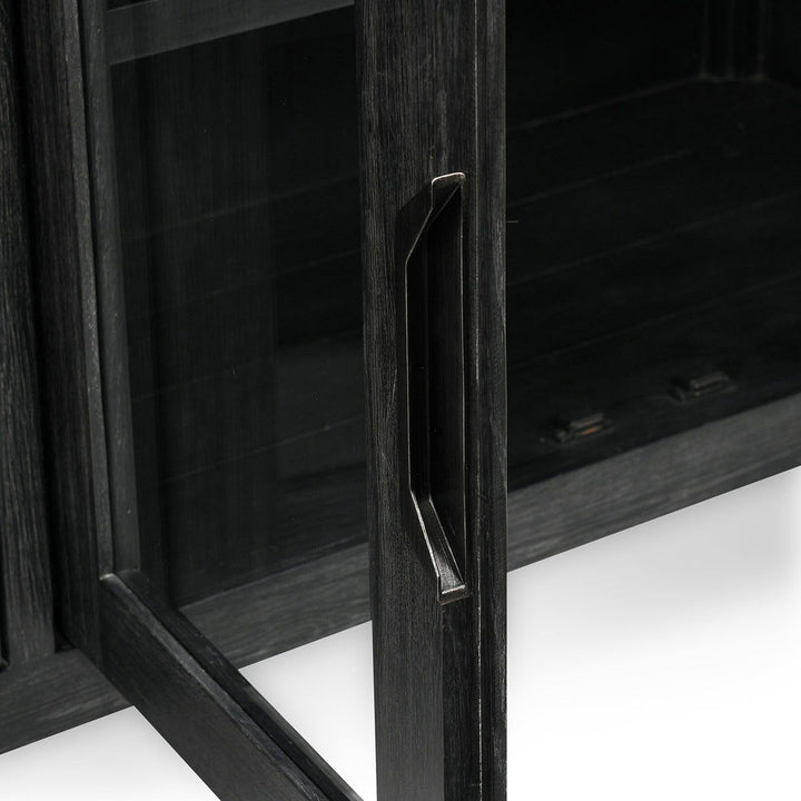 Macarthur - Reclaimed Oak 4 Door Cabinet - Antique Black
