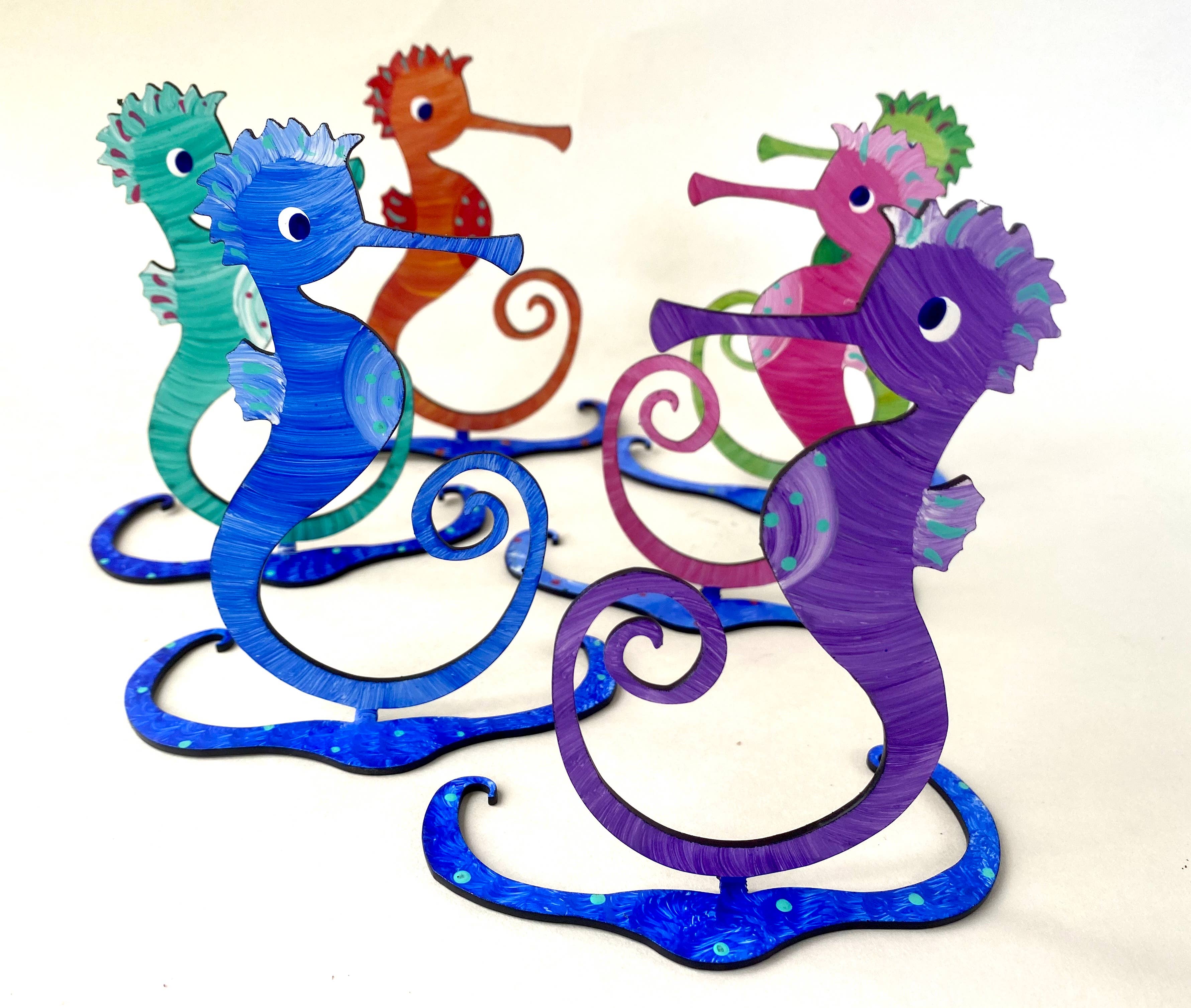 Seahorse Sculpture - Hand Painted - Small - Photo Holder