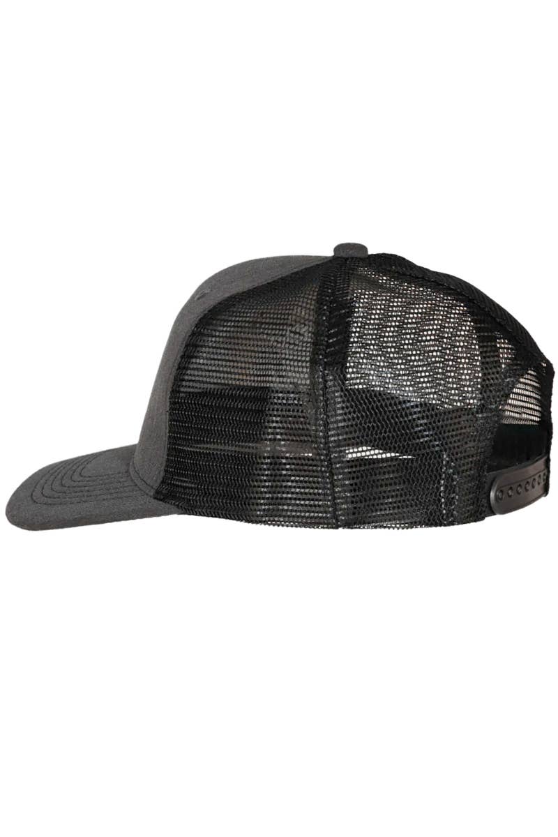 Premium Heather Twill High Profile Trucker Hat: Charcoal/Black