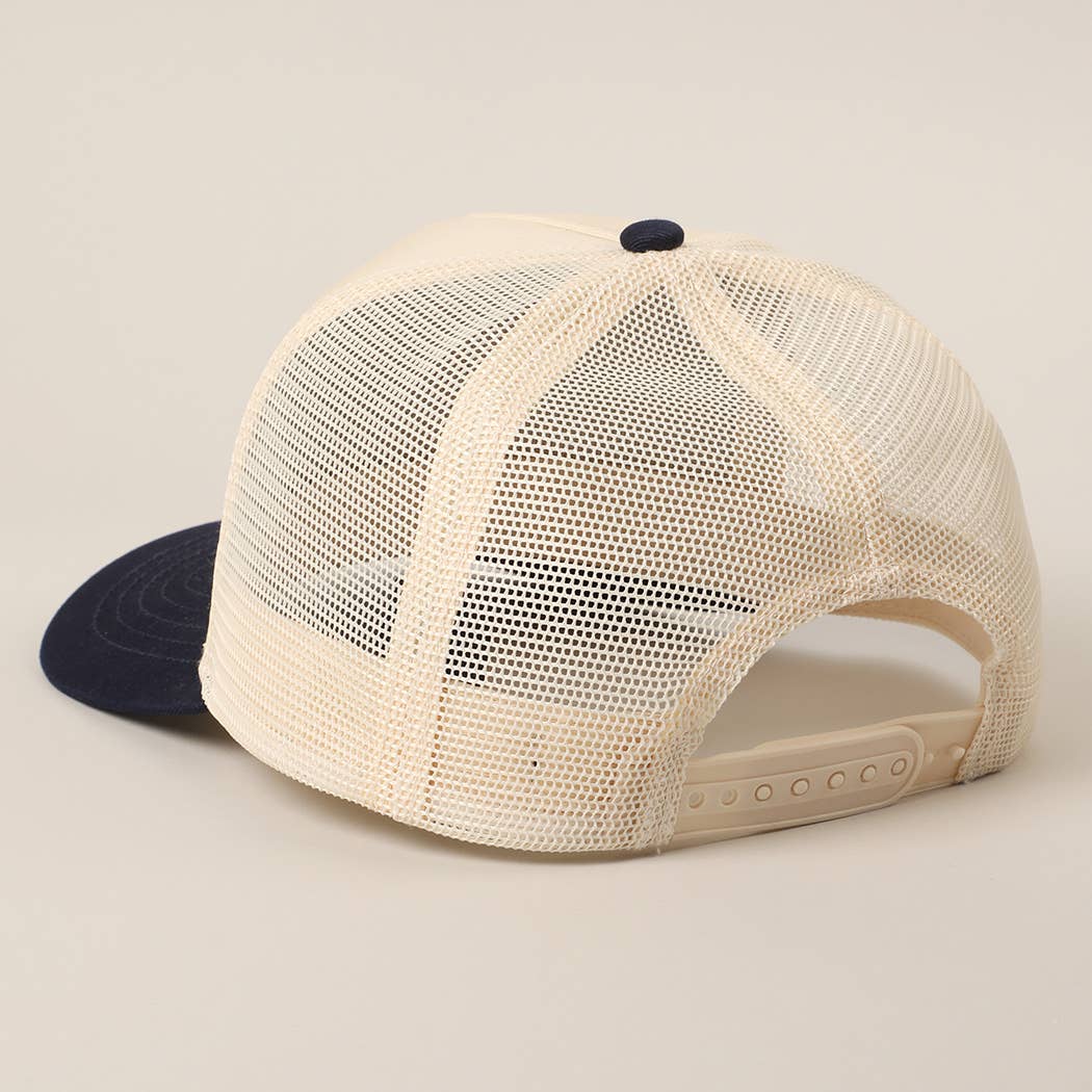 Solid Two-Tone Cotton Trucker Hat with Mesh Back
