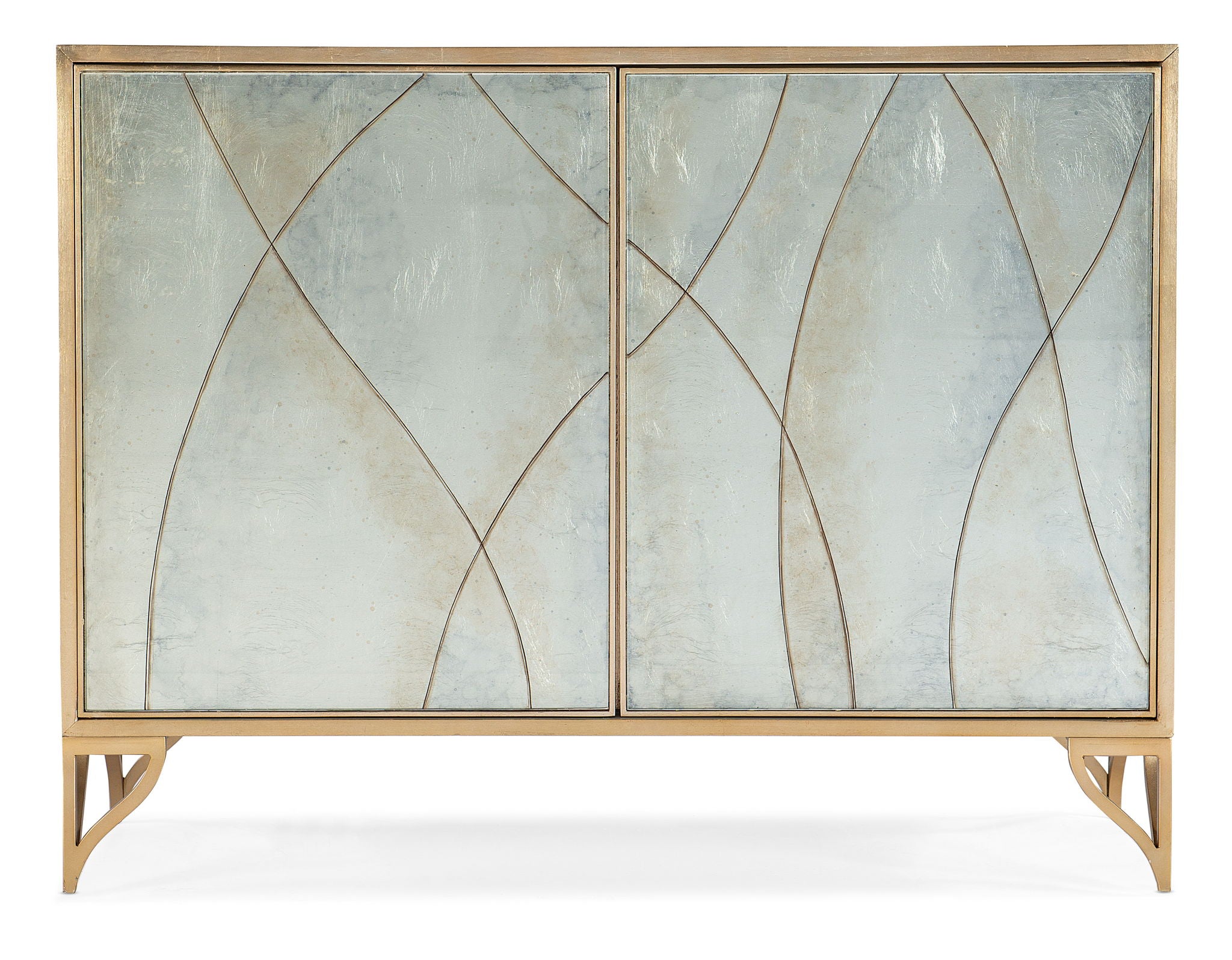 Melange - Joannie 2-Door Chest - Light Blue / Gold