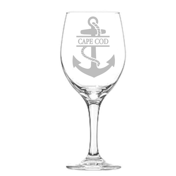 GLASSWARE - Anchor w Town Name: Stemless Wine Glass