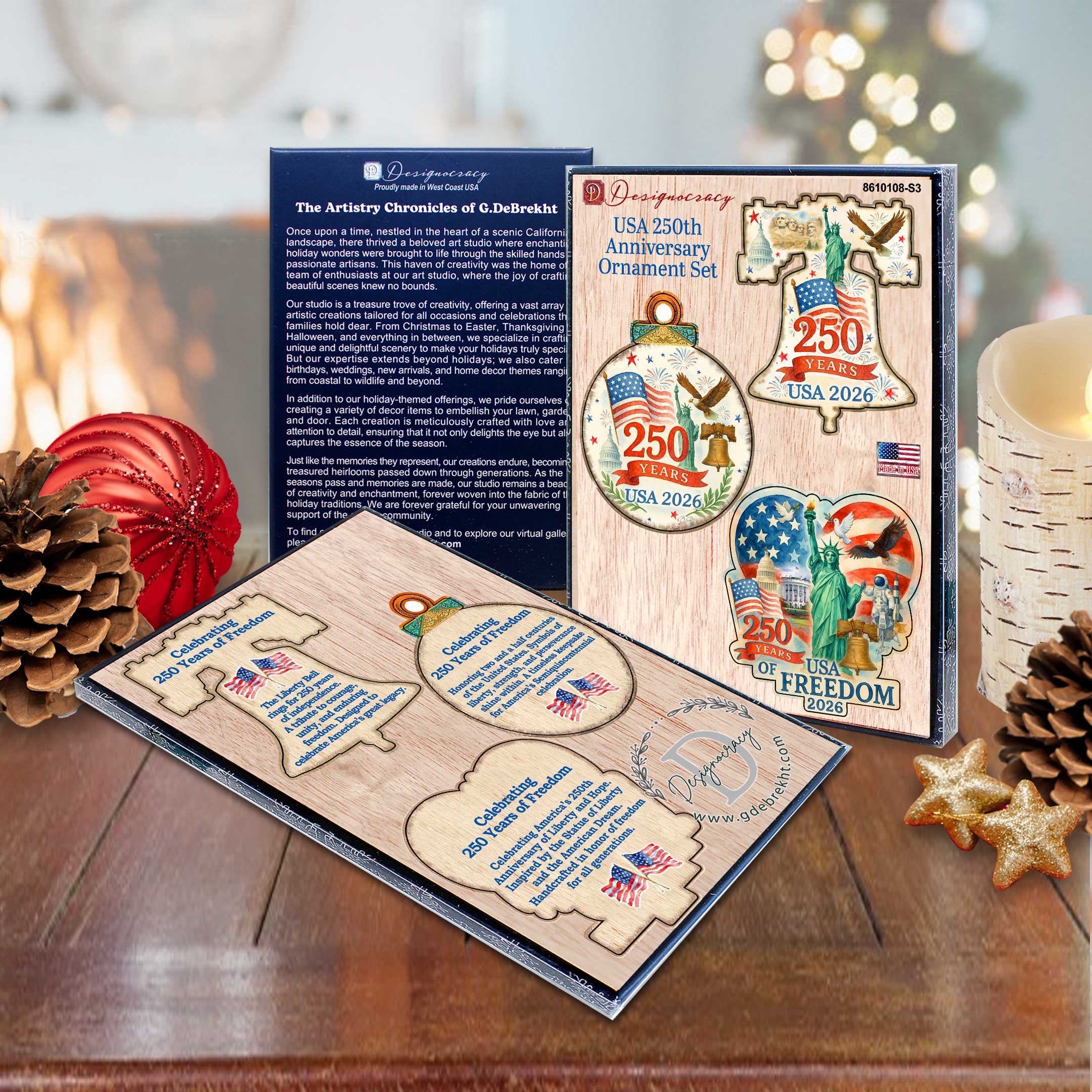 250th Anniversary of the USA Ornament Set of 3 G. DeBrekht