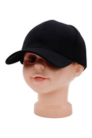 Kids Twill Acrylic Velcro Back Baseball Cap: Black / One Size