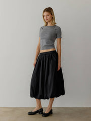 The Bella Skirt | Midi Bubble Skirt: BLACK / LARGE