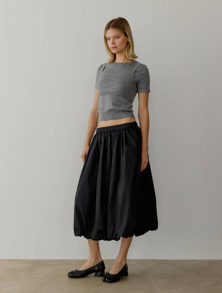 The Bella Skirt | Midi Bubble Skirt: BLACK / LARGE