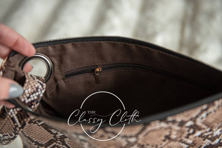 Trendy Clutch - Brown Snakeskin RTS