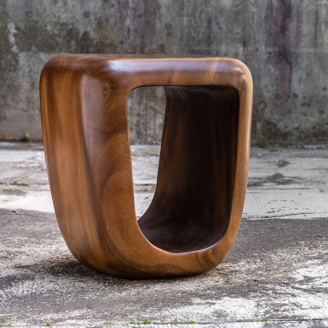 Loophole - Wooden Accent Stool - Light Brown