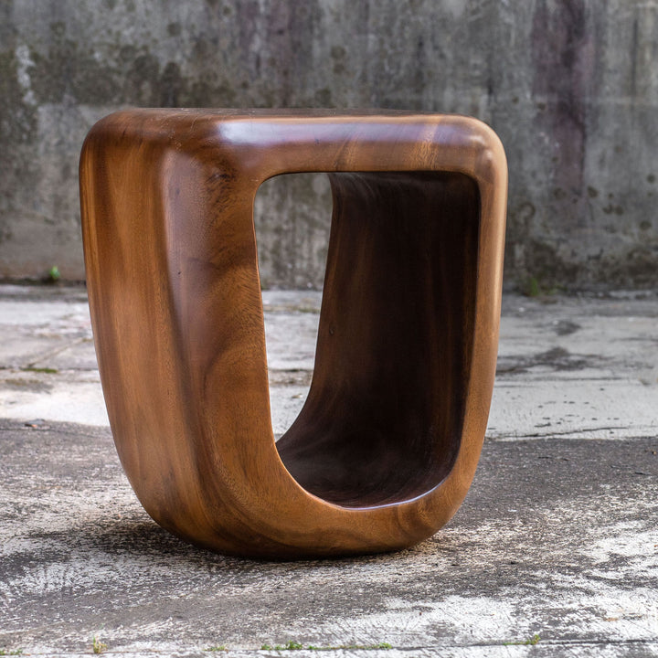 Loophole - Wooden Accent Stool - Light Brown