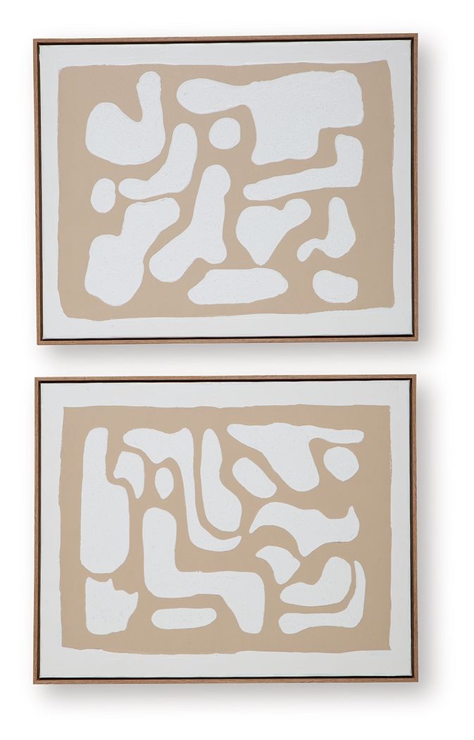 Waldett - Beige / White - Wall Art Set (Set of 2)