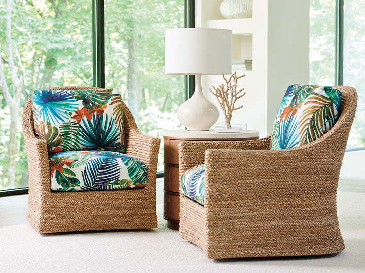Palm Desert - Banning Raffia Round Lamp Table - Dark Brown