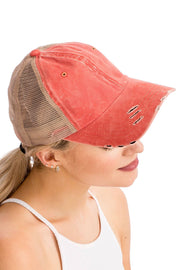 Two Tone Distressed Garment Dye Unstructured Trucker Hat