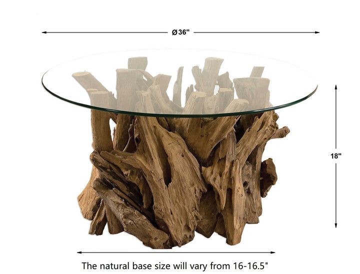 Driftwood - Glass Top Cocktail Table - Light Brown