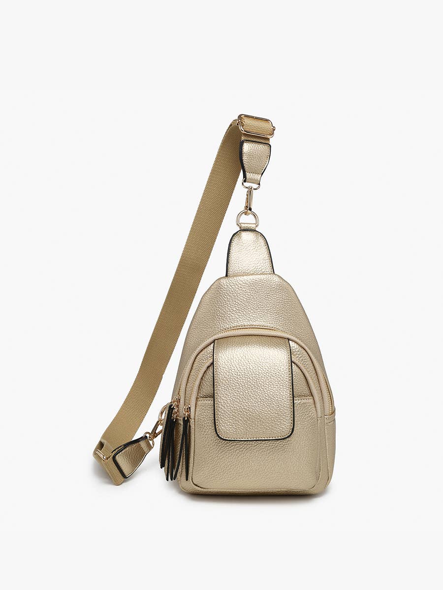 M2532 Sophia Sling Bag w/ Flapover Pocket: Dark Purple