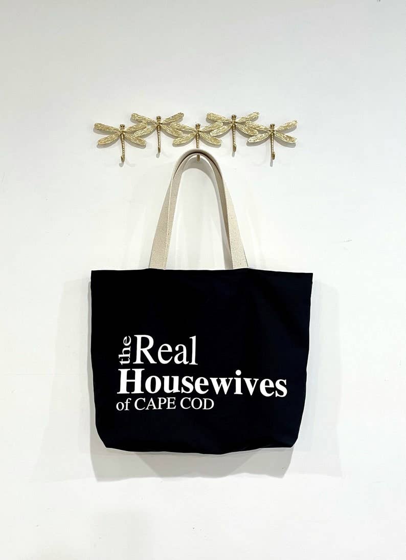 The real housewives of CAPE COD bag: Small / Natural with black handles