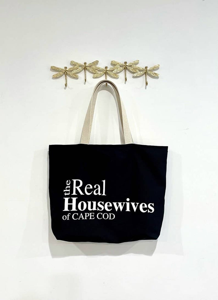 The real housewives of CAPE COD bag: Large / Natural with black handles