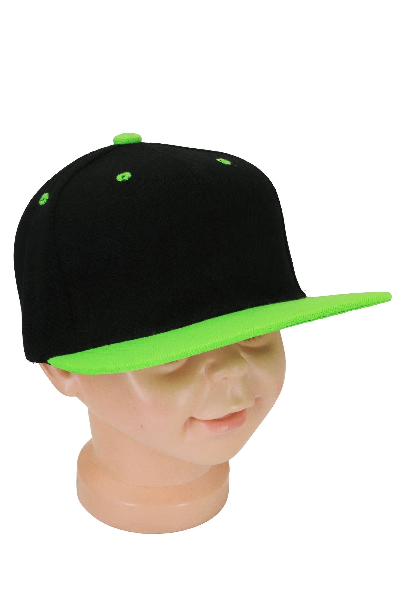 Kids Two Tone Blank Snapback Flat Brim Cap
