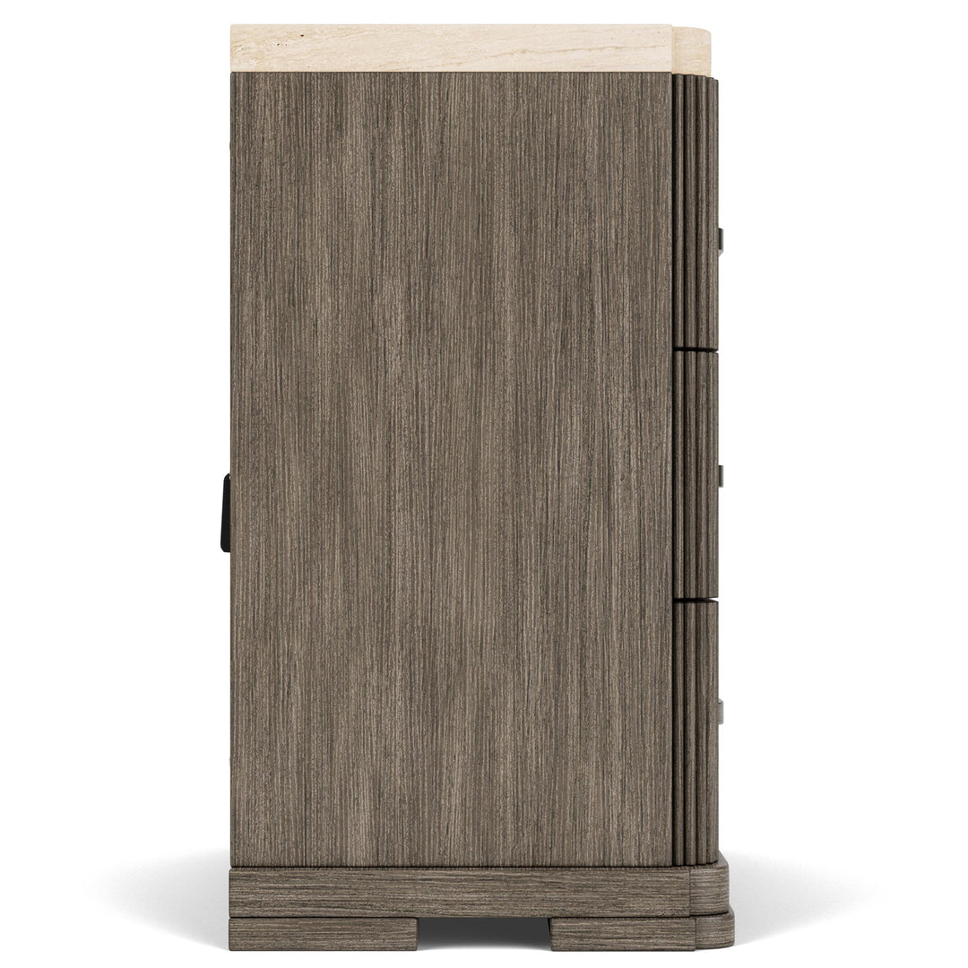 Sariel - Stone Top Three Drawer Nightstand - Dark Brown