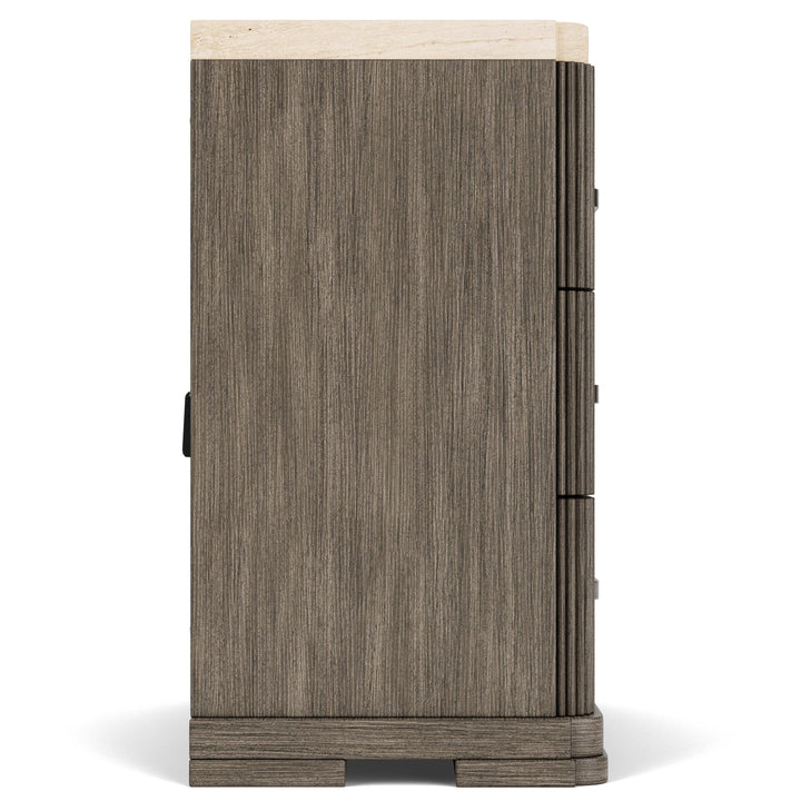Sariel - Stone Top Three Drawer Nightstand - Dark Brown
