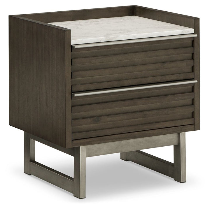 Arkenton - Grayish Brown / White - Two Drawer Night Stand