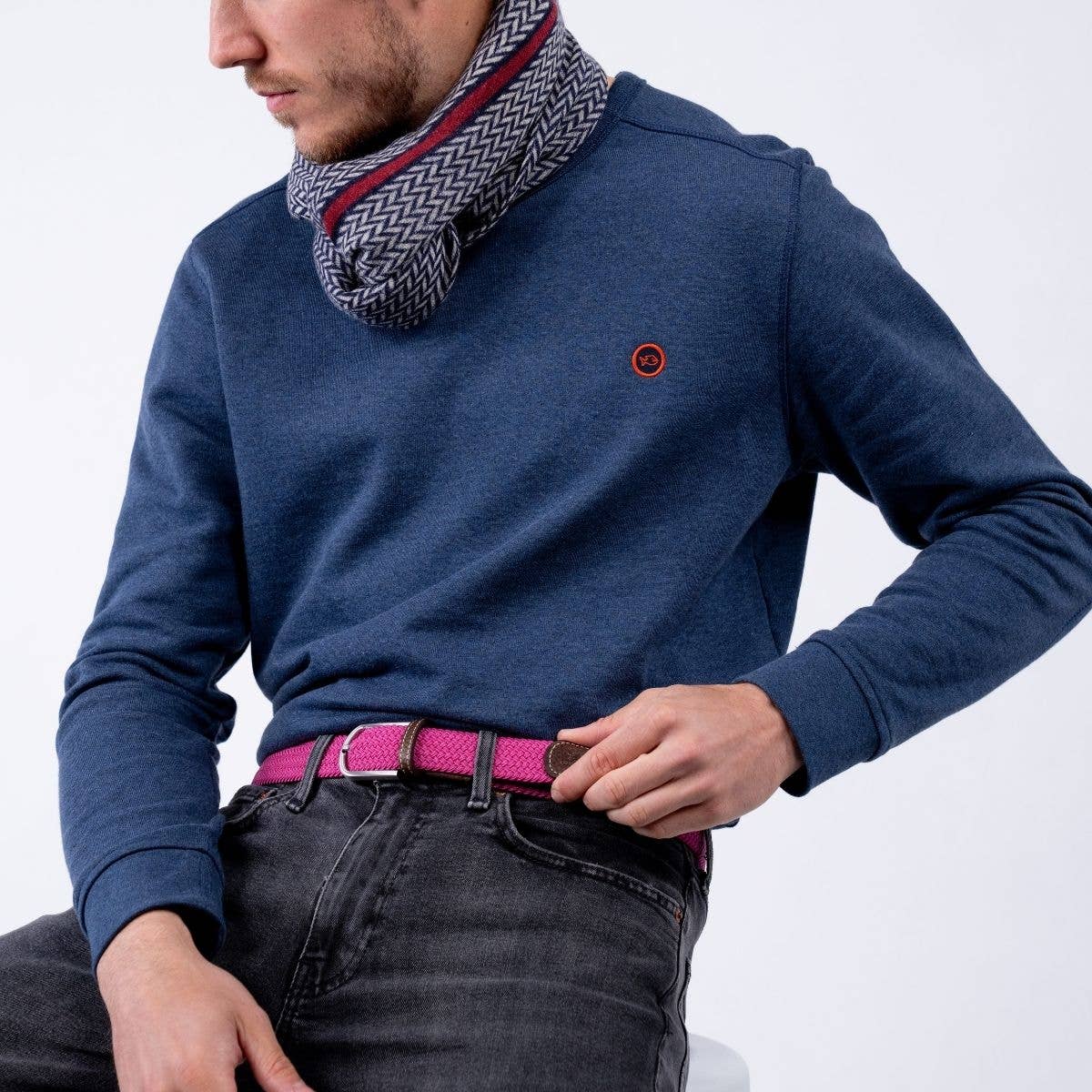 Magenta pink elastic braided belt: Size 1