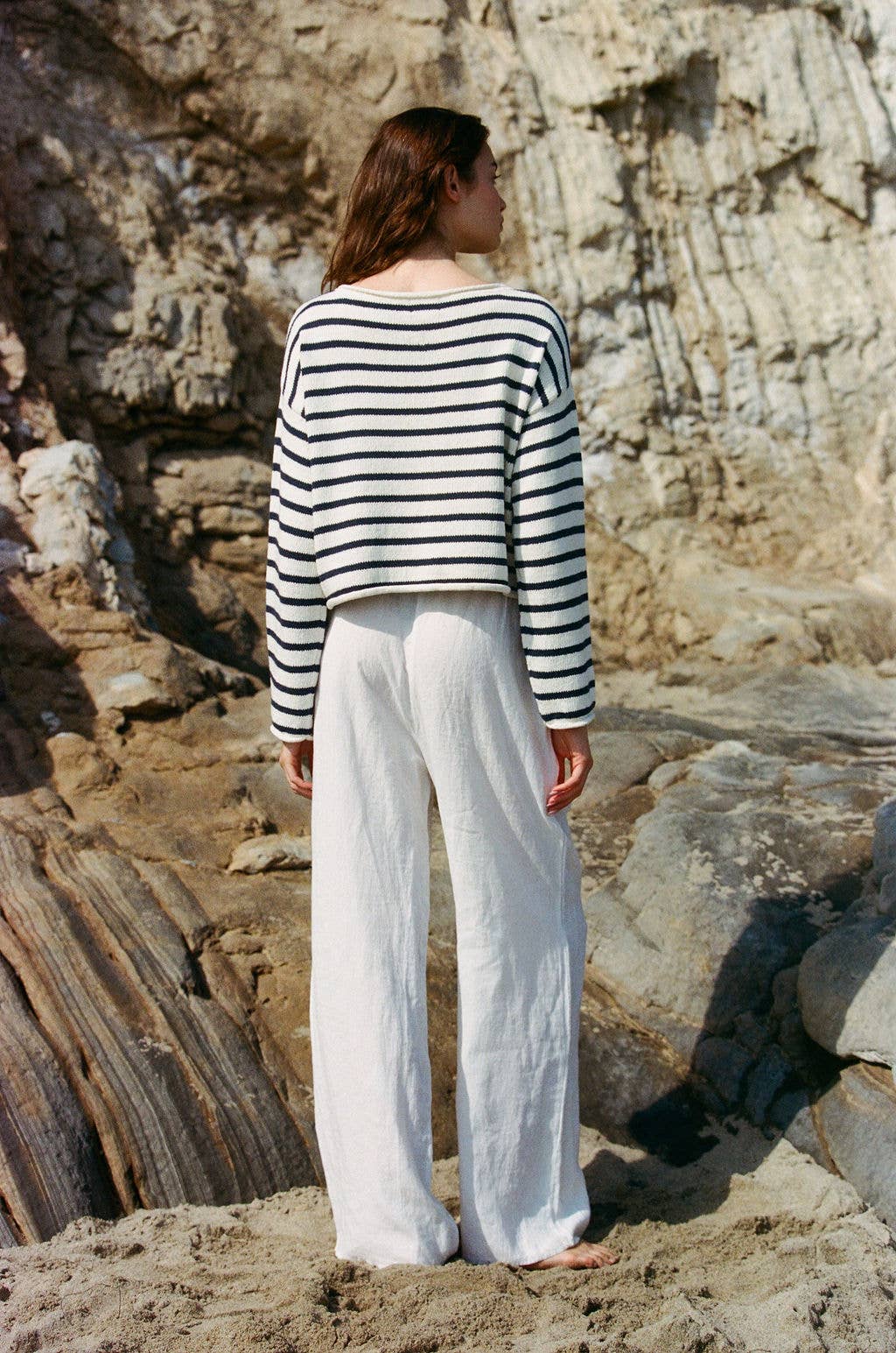 AW1027 | RENEE SWEATER TOP: Ivory Navy / M