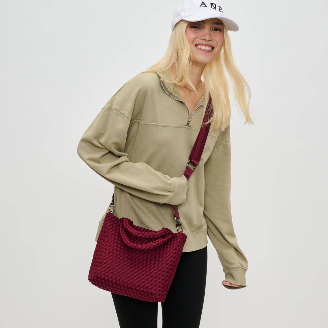 Sky's The Limit - Small Woven Neoprene Crossbody: Sand Black