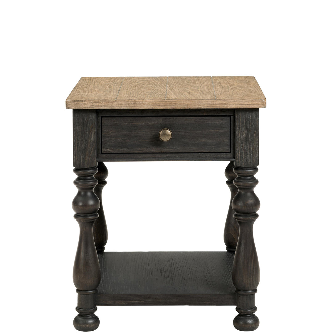 Barrington Two Tone - Side Table - Antique Oak / Matte Black