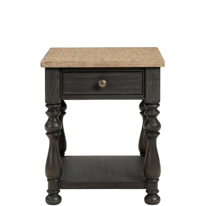 Barrington Two Tone - Side Table - Antique Oak / Matte Black