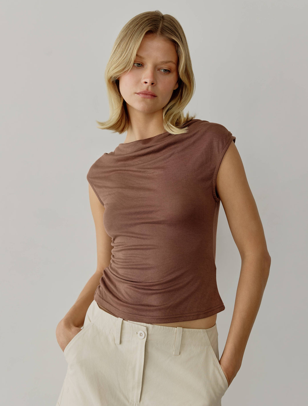 The Ali Top | Cowl Neck Sleeveless Top: BLACK / SMALL