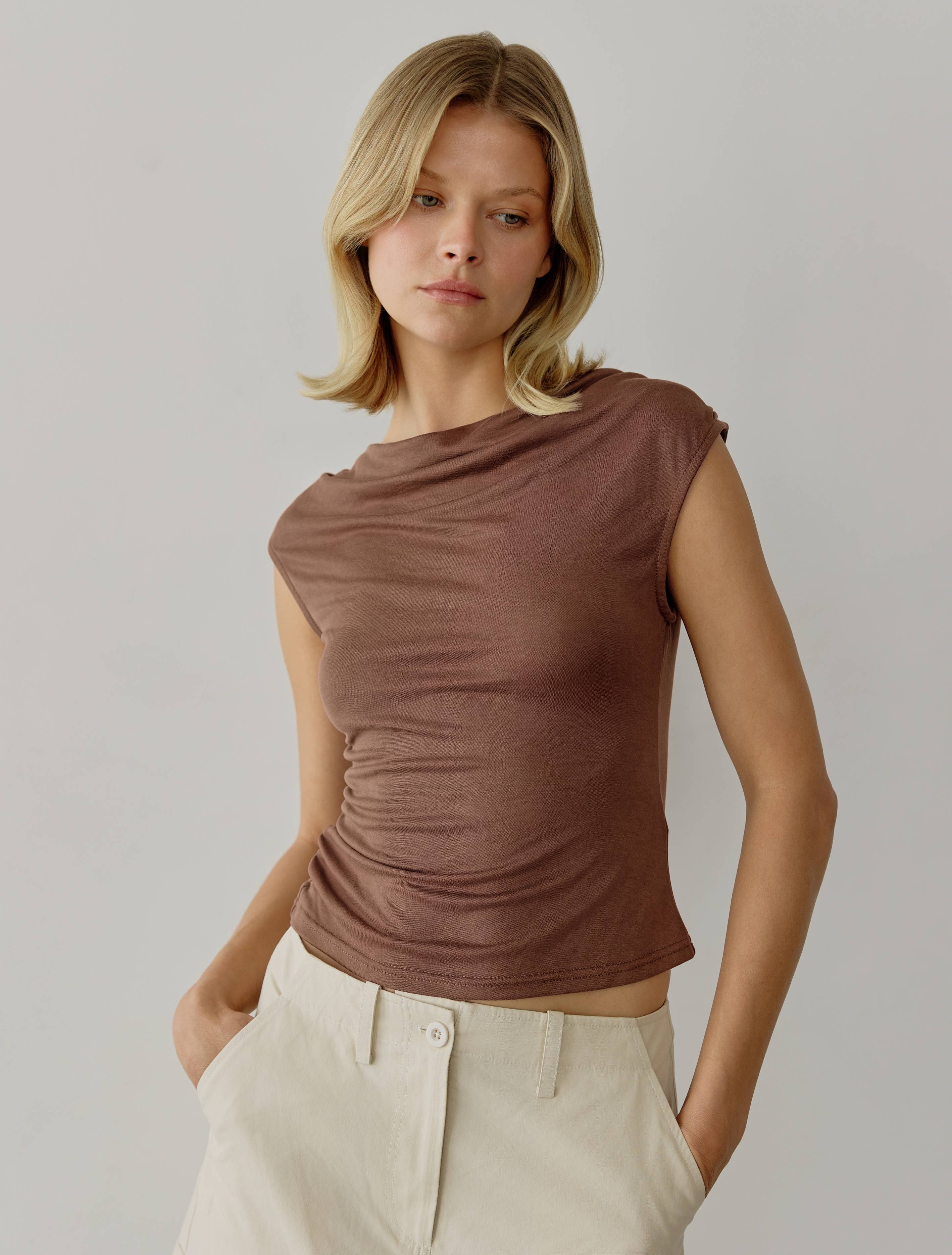The Ali Top | Cowl Neck Sleeveless Top: BLACK / SMALL