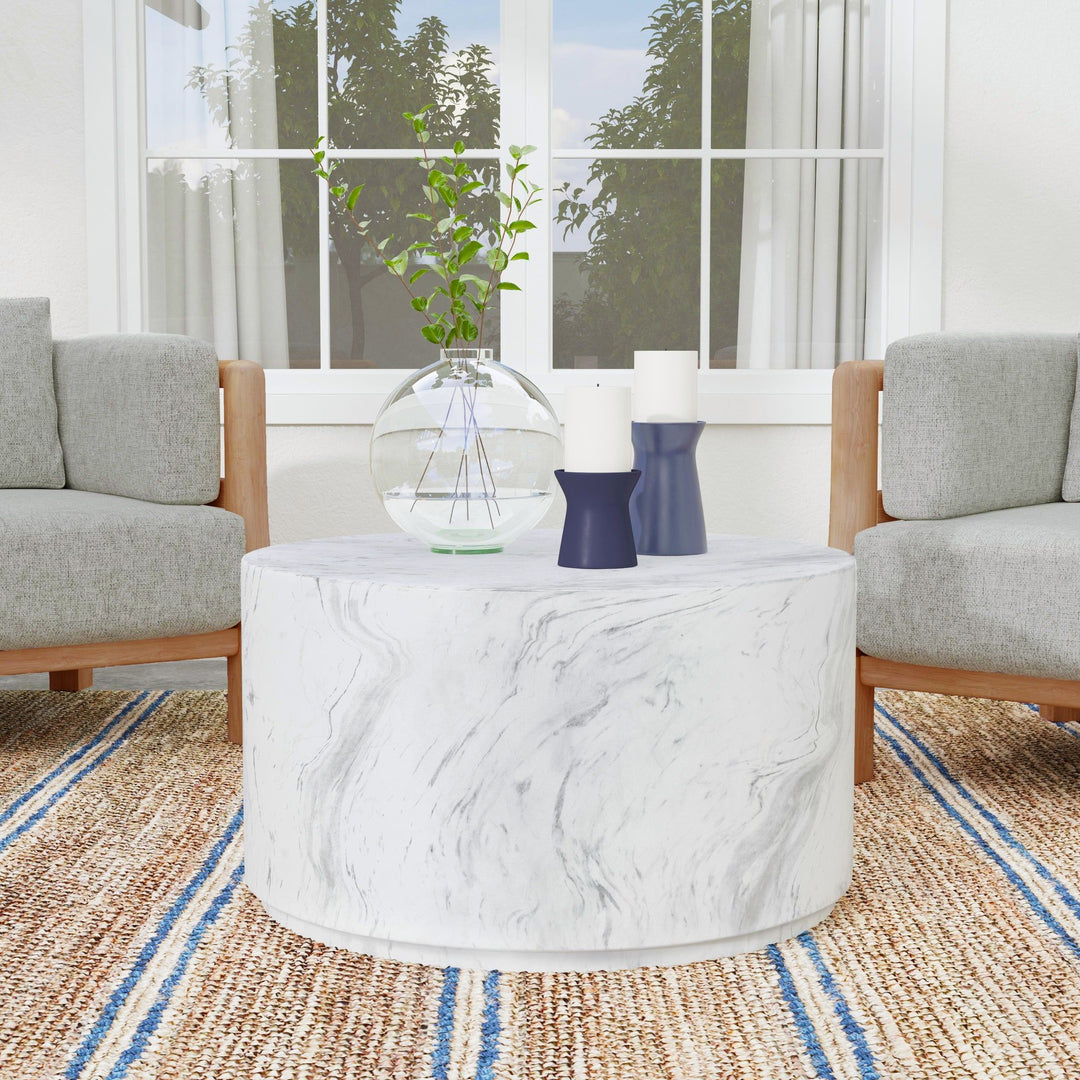 Arlette - Outdoor Round Coffee Table - White