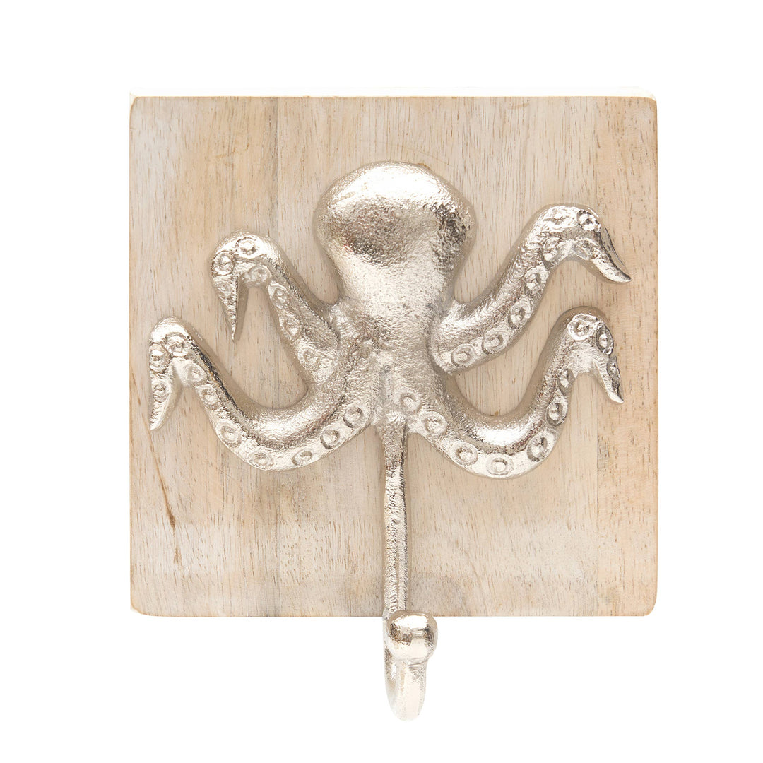 Octopus Silver Coastal Wall Hook