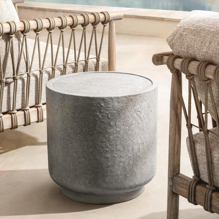 Sania - Outdoor Round Accent Table - Dark Gray