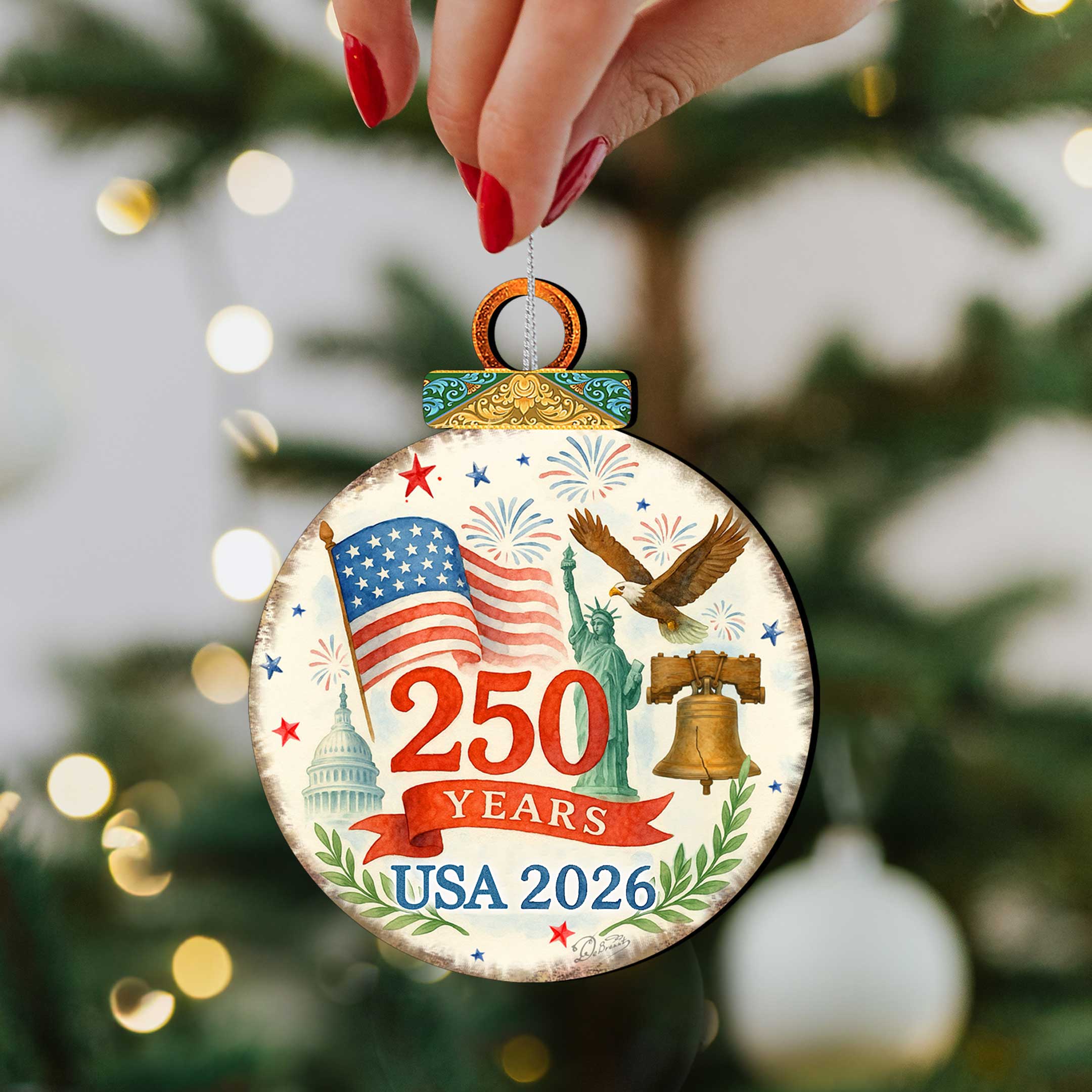 Patriotic 250th Anniversary Round Ornament by G. DeBrekht