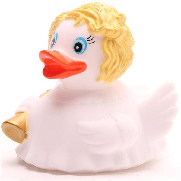 Bath duck angel with blond hair - rubber duck
