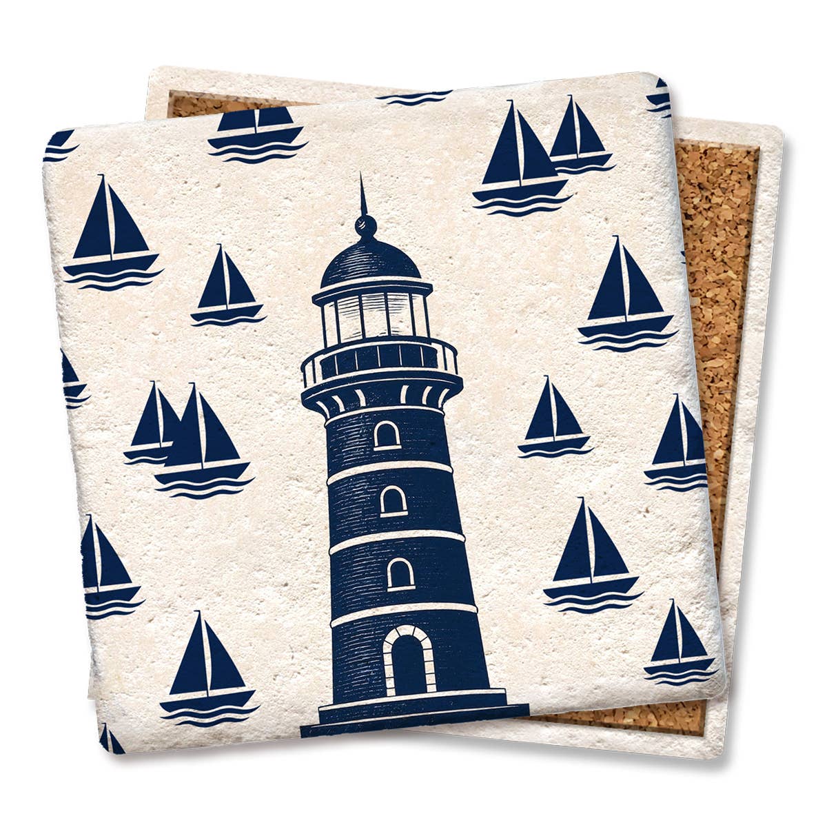 Coaster Nautical Lighthouse With Sailboat: Limestone