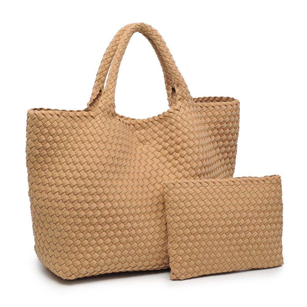 Sky's The Limit - Large Woven Neoprene Tote: Navy Nude